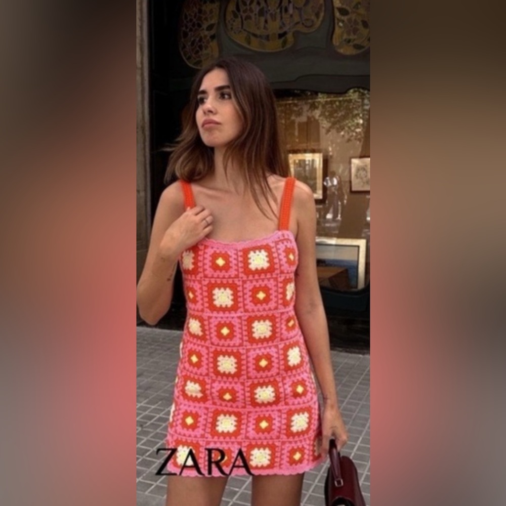 Zara Knit Afghan Mini Dress M